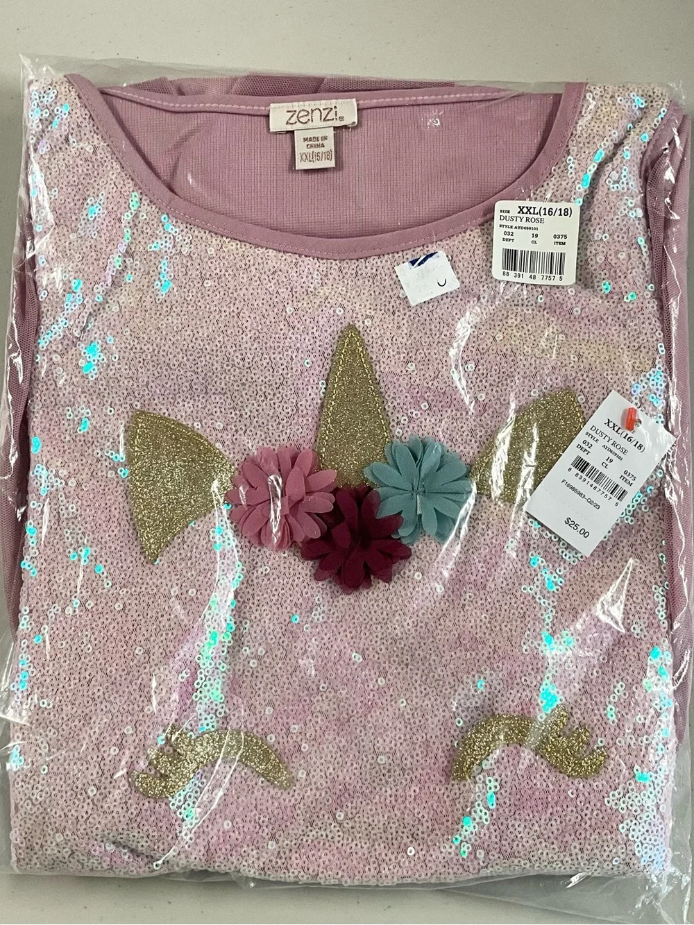 Girls' Pink Sequin Unicorn Tulle Dress